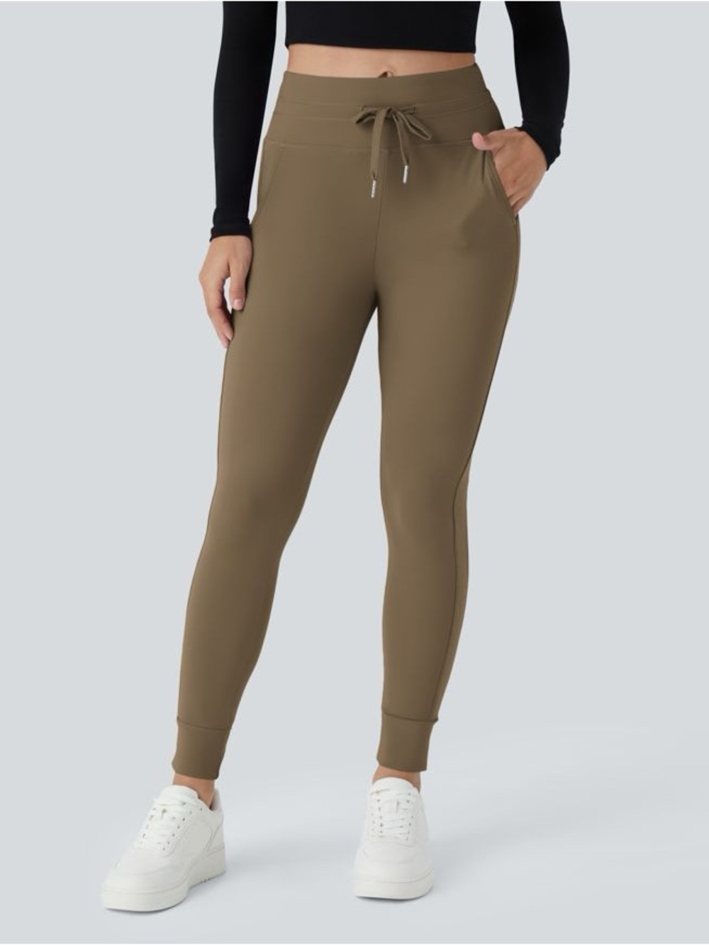 SoftlyZero™ Plush High Waisted Drawstring Full Length Joggers medium petite